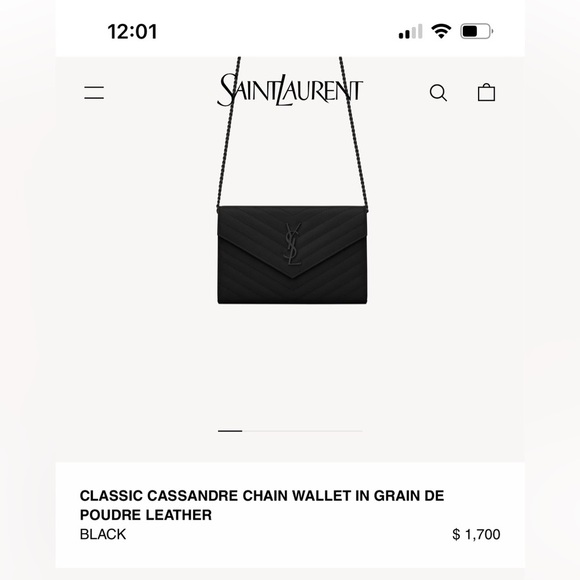 sold-YSL wallet on chain black and silver in size large - Picture 13 of 13